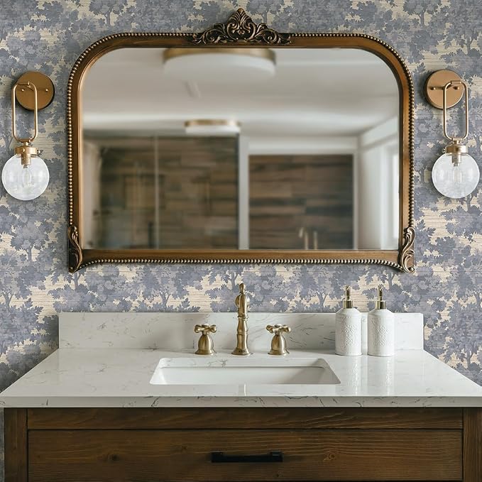 Tempaper Textured Blue Canopy Toile Faux Grasscloth Removable Peel and Stick Wallpaper, 20.5 in X 16.5 ft, Made in The USA - Image 3