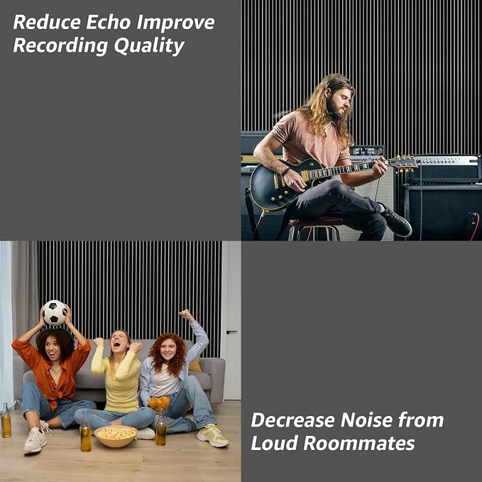 Art3dwallpanels 10 Pack Acoustic Panels, 48" X 12" X 0.43", Black and White | Soundproof Wall Panels, Self Adhesive, High Density Sound Absorbing, Acoustic Treatment for Recording Studio, Office - Image 6