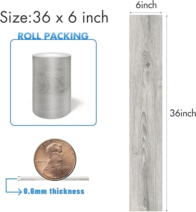 Lareko Peel and Stick Floor Tile, Waterproof Vinyl Plank Flooring | 12-Pack 18 Sq.Ft Self-Adhesive Laminate Vinyl Tiles,Realistic Wood Grain for DIY Bathroom, Laundry Room & Rental Upgrades - Image 3