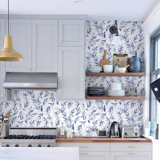 Livebor Leaf Peel and Stick Wallpaper Olive Leaf Contact Paper 17.7inch x 393.7inch Floral Leaves Wallpaper Peel and Stick Modern Farmhouse Wall Paper for Bedroom Neutral Self Adhesive Decorative - Image 8
