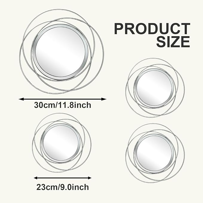 4 Piece Gold Round Wall Mirror Set Modern Metal Circles for Home Decor - Image 6