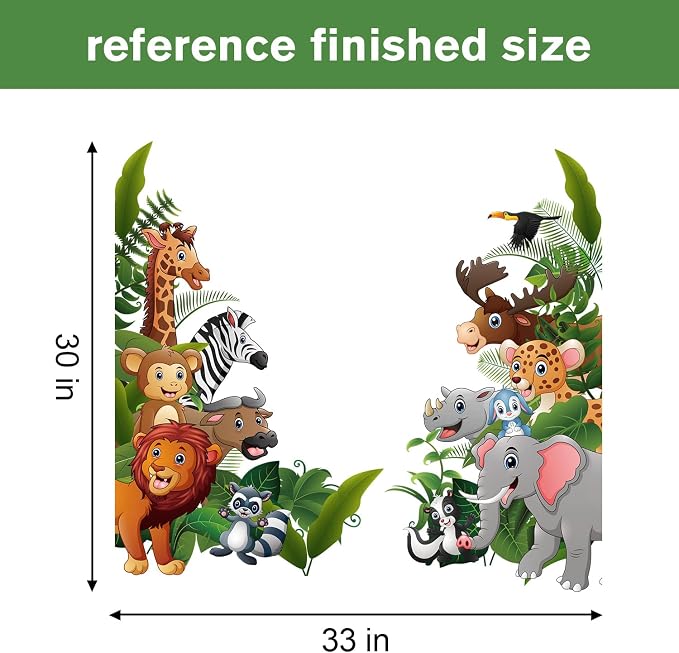 Supzone Jungle Animal Wall Stickers Cartoon Animal Wall Decal Elephant Monkey Giraffe Lion Wall Decor DIY Vinyl Mural Art for Kids Baby Nursery Bedroom Living Room Playroom - Image 6