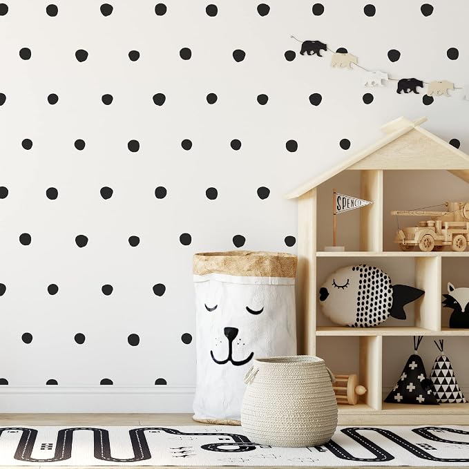 Black Irregular Dot Wall Decals, Scandinavian Geometric Wall Décor | Peel and stick matte black vinyl stickers for home, office, dorm. Stunning painted look for modern boho accent wall. - Image 5