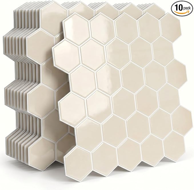 Arttown Peel and Stick 3D Wall Backsplash, 10-Sheet, 12" × 12" Cream Ivory | Subway Tile Self Adhesive Thicker Design Wall Tiles Panel Wallpaper for Bathroom Balcony Kitchen by Arttown