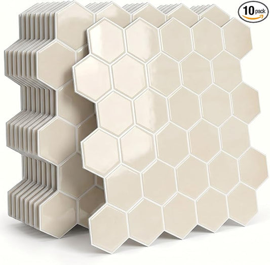 Arttown Peel and Stick 3D Wall Backsplash, 10-Sheet, 12" × 12" Cream Ivory | Subway Tile Self Adhesive Thicker Design Wall Tiles Panel Wallpaper for Bathroom Balcony Kitchen by Arttown