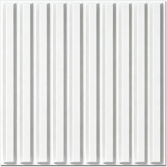 TroyStudio Slat Acoustic Sound Diffuser Panels, 19.7 X 19.7 X 0.5 inches 12 Pcs White PVC Plastic 3D Wall Panel, Recording Studio Acoustical Treatment Diffusion panel, Art Decorative Ceiling Tiles by TroyStudio
