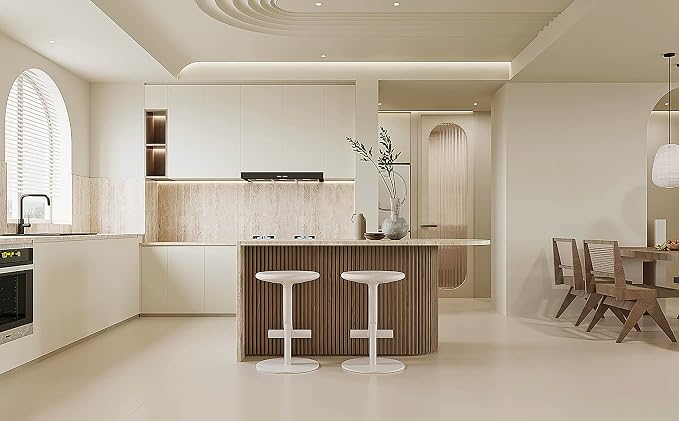 Dimoon 118''x15.7'' Cream Skin Peel and Stick Wallpaper Contact Paper Modern Self Adhesive Wall Paper Removable Renter Friendly Textured Solid Color Cabinet Vinyl Roll (118''x15.7'',Cream Skin) - Image 5