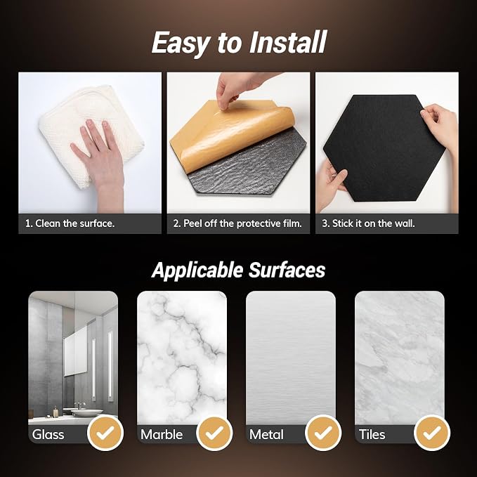 18 Pack High Density Hexagon Acoustic Panels, TONOR 12"x 10"x 0.4" Soundproof Wall Panels, Sound Absorbing Panels for Interior Wall Décor, Peel and Stick Modern for Studio, Office, Home, Black - Image 7