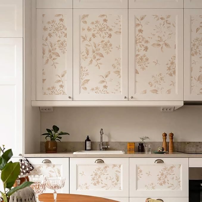 Vintage Floral Peel and Stick Wallpaper 17.32"x 118.11" Neutral Toile Removable Self Adhesive Wallpaper for Bathroom Bedroom (Timeless Blossom, 17.32"x 118.11") - Image 6