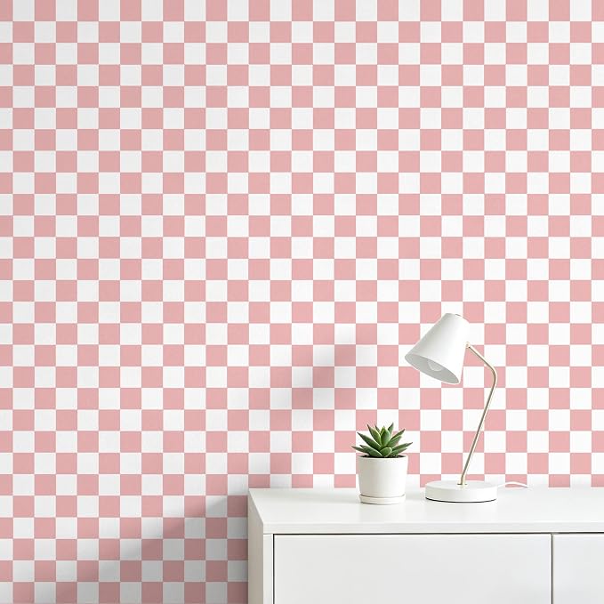 Pink and White Contact Paper Mosaic Checkered Peel and Stick Wallpaper 17.3"x300" Self Adhesive Waterproof Vinyl Roll for Bathroom Kitchen Backsplash Cabinets Shelf Liners Drawers - Image 6