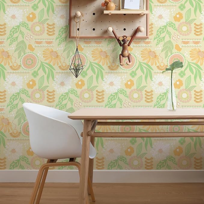 Simon&Siff Boho Floral Wallpaper Peel and Stick, 17.3" x 480" | Removable Contact Paper Dark Botanical Flowers Wall Mural for Decorative Bedroom Bathroom Home Wall - Image 5