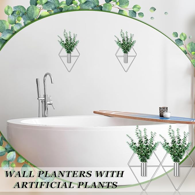 Canlierr 4 Pcs Wall Decor Hanging Planters, Eucalyptus, Silver - Image 6