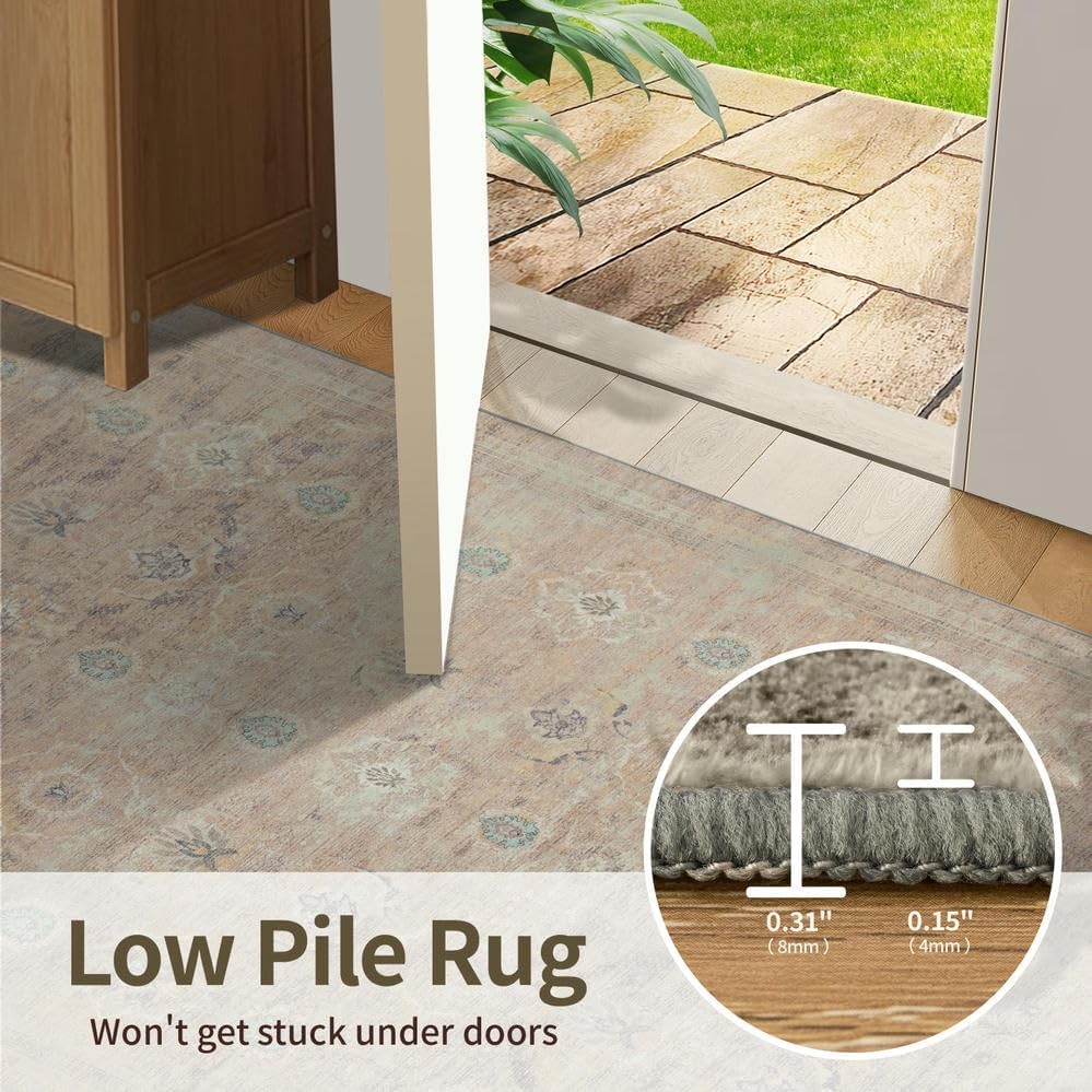 Rugxara 3x5 Rug for Entryway Bedroom Washable Area Rugs Carpet, Beige - Image 7