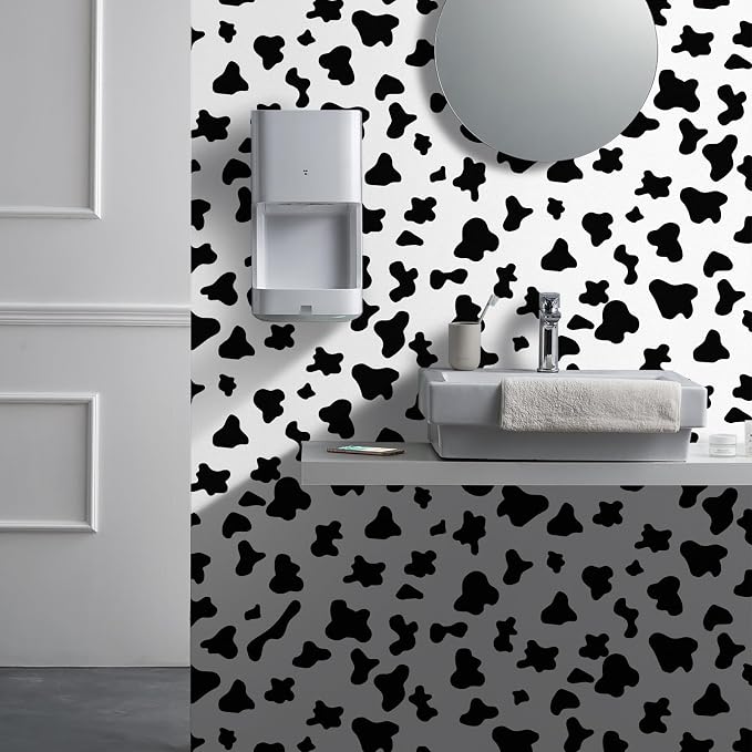 Black and White Spots Contact Paper Cow Printed Peel and Stick Wallpaper 17.3”x120” Self-Adhesive Cute Wallpapers Vinyl White Black Decals for Walls Bedroom Living Room Nurseryls - Image 7