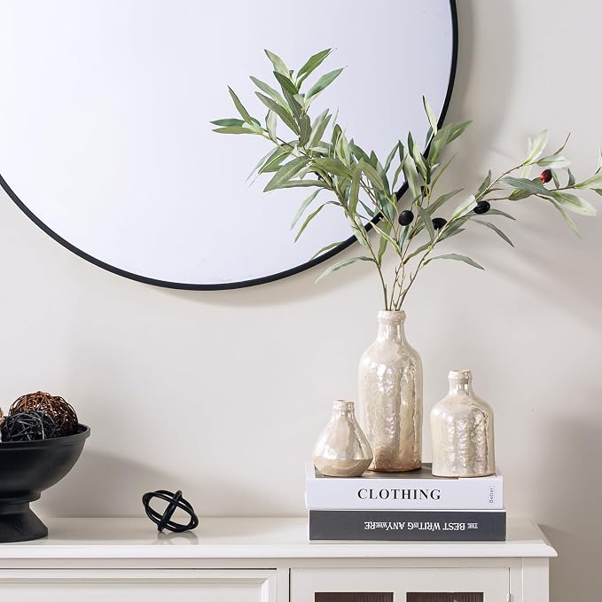 Ceramic Vase Set of 3, Decorative Vases Home Decor Modern Neutral Flower Pampass Boho Vase for Living Room, Table, Mantel, Entryway, Bookshelf, Kitchen, Bedroom, Bathroom - White - Image 5