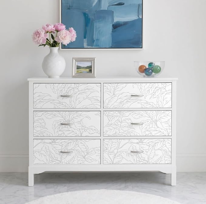 Heroad 17.3"x393" Peel and Stick Wallpaper Grey and White Wall Paper Boho Leaf Contact Paper Abstract Floral Removable Self-Adhesive Wallpaper for Bedroom Bathroom Cabinet Waterproof Decor Vinyl Roll - Image 7