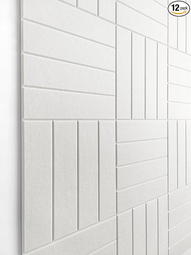 11.18" Square Acoustic Panels 12-Pack - Sound Absorbing Wall Panels, Noise Reducing Soundproof Decorative Felt Tiles for Home Office, Studio, Living Room - Warm White by DesignerManufacturerofInnovativeBulletinBoardSolutionsforHomeOffice
