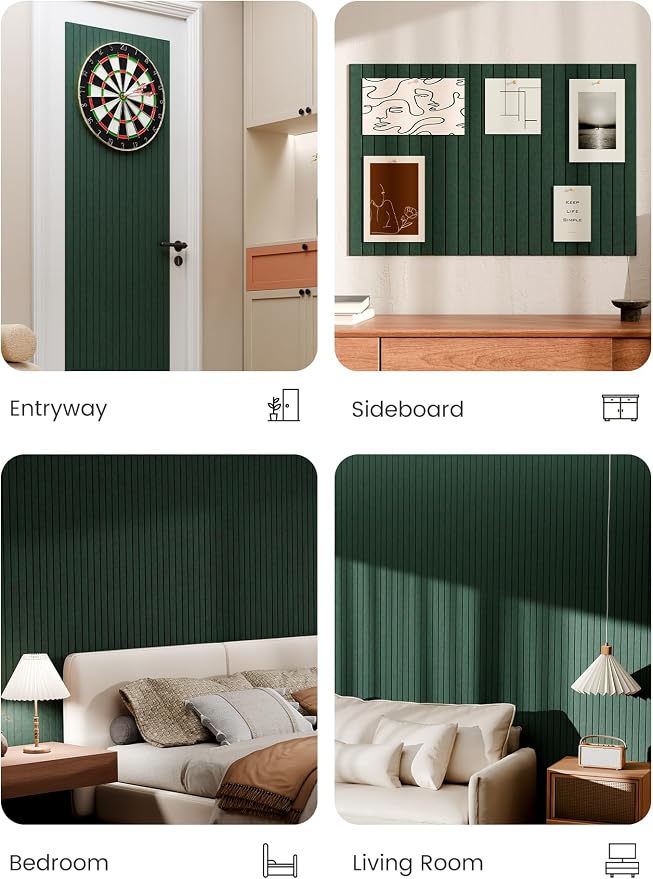 Bumusty 36"x 24" Large Felt Bulletin Board Tiles,Pine Green | 6-Pack Cork Board Alternative, Wall Decor, 30 Pushpins, 30 Adhesive Tabs, Vision Board, Office, Classroom, Home, Dorm - Image 6
