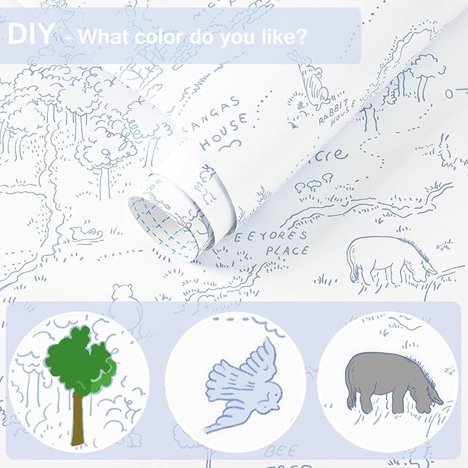 Dimoon 394"x17.3" Peel and Stick Wallpaper Contact Paper Boho Blue White Wallpaper Floral Removable Wall Paper Self Adhesive Modern for Nursery Bedroom Cabinets and Drawers Papel Tapiz para Pared - Image 3