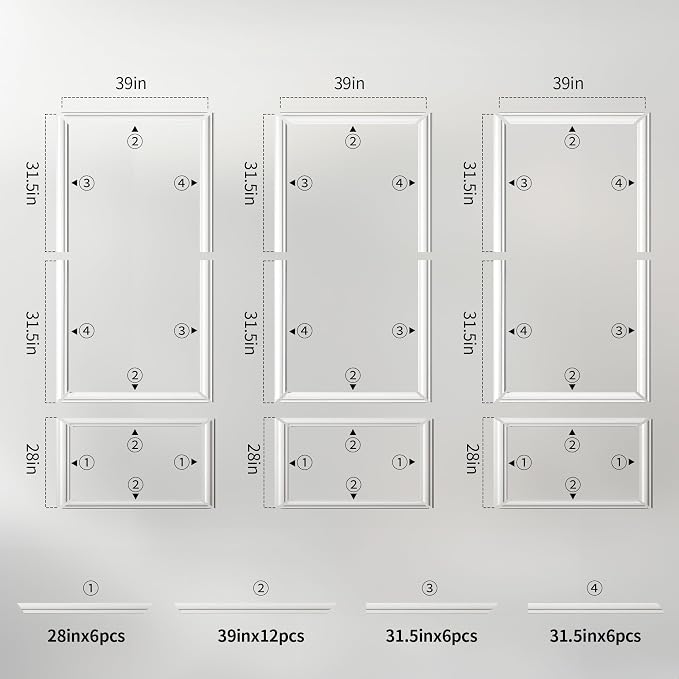 RELIANCER Peel and Stick Wall Molding Kit,30PCS Pre-Cut Door Molding Panels,3D Moulding Wainscoting Panel,Self Adhesive Walls Moulding Trim,Wall Modular Frames for Interior Walls Decor Home Bedroom - Image 2