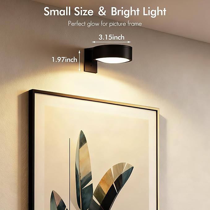 Picture Lights for Wall, Rechargeable Battery Wireless Poster Lights, Black | LED Magnetic Painting Light with Remote Dimmable, Timer＆3 Lighting Modes, Art Display Puck Light for Frame Portrait, 3 Pack - Image 6