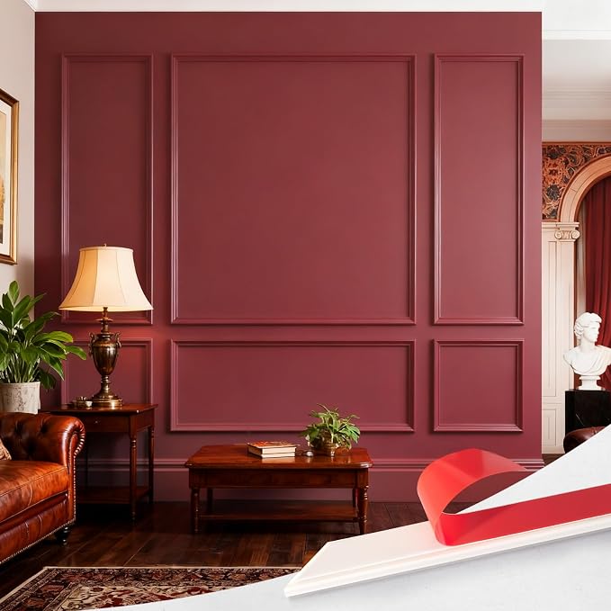 Upick Peel and Stick Wainscoting Pre-Cut Wall Molding Kit, 20"x50", 6-Frame | PS Panels,Moisture Resistant,Pre-Primed,DIY Installation,Accent Walls,Living Room,Hallway,Bathroom,Trim for Walls by Upick