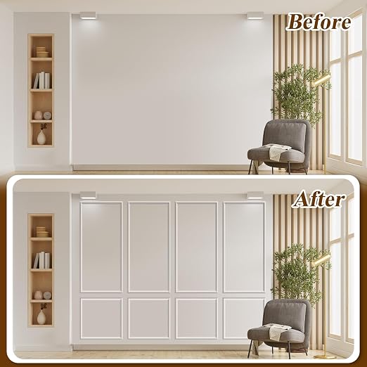 Pangda 10set Peel and Stick Wall Molding Kit 3D Premade, 24x54in | Accent Wall Moulding Kit, Wainscoting Panel, for Interior Decor, Ready to Assemble, Peel and Stick, Wainscoting Accent Panel - Image 5