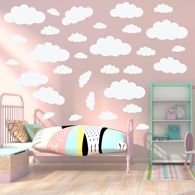 Big Clouds Wall Decals Removable DIY Large Vinyl Sticker | Self Adhesive Wallpaper, Living Room Nursery Children Baby Kids Boys Girls Bedroom, Home Art Mural Decor - Image 4