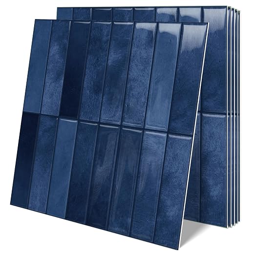 10 Sheets Upgraded Thicker Design Subway Tile Peel and Stick Backsplash | 12”×12”Self Adhesive Wall Tiles Stick on Back Splash for Kitchen,Bathroom,Camper(Blue) by MOONFUN