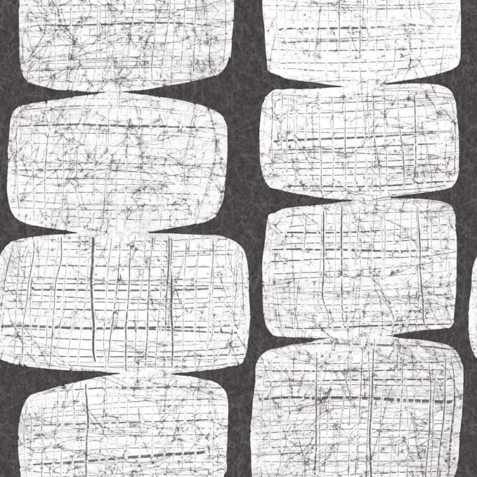 RoomMates RMK12348PL Mid-Century Beads Peel and Stick Wallpaper, Black, White by RoomMates