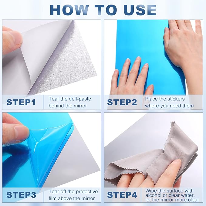 Tuanse 80 Piece Flexible Plastic Mirror Sheets for Home Decoration, Wall Mount, Rectangular, 9 x 6 Inch - Image 4