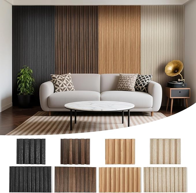 Slat Wood Wall Paneling for Interior and Decoration - 4 Samples Pack, 5.9 x 6 in. by LARWORKS