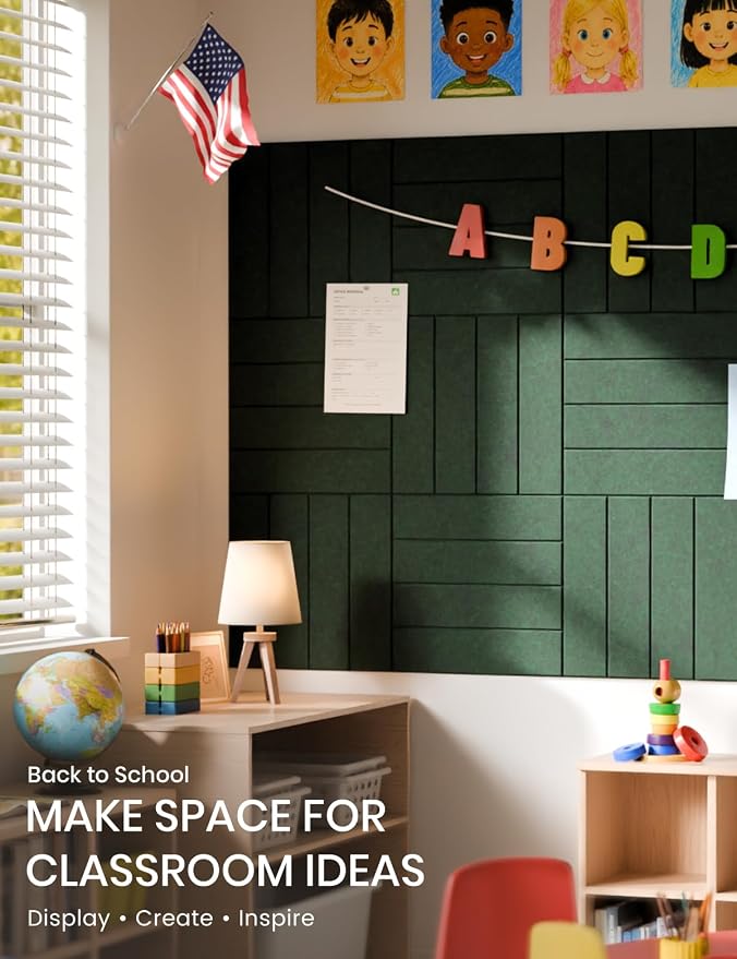 Fluxynara 36" x 24" Large Felt Bulletin Board, Pine Green | 6 Pack Cork Board Alternative with 30 Safe Adhesive Tabs, Felt Pin Boards for Wall Decor, Home, Office, Classroom, Dorm - Image 4