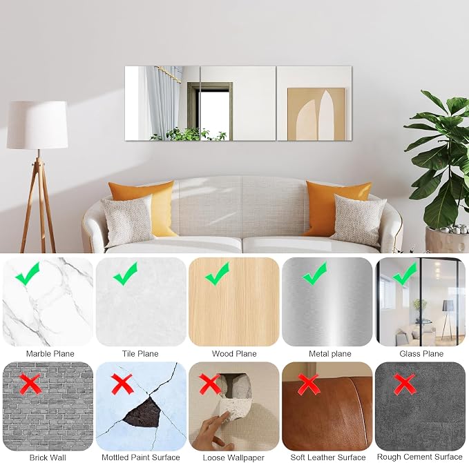 8 x 8'' x 4Pcs Glass Square Mirror Sheets for Wall Decor, 2mm Thick - Image 5