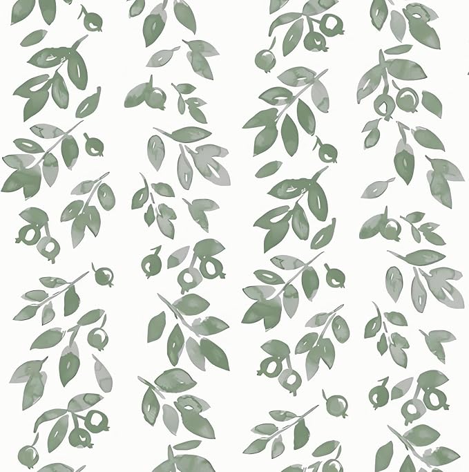 Ismoon Green Wallpaper Peel and Stick Vintage Wallpaper 17.3in x 32.8ft Green Leaf Contact Paper Vintage Cottage Wall Paper for Bedroom Bathroom Kitchen Nursery Removable Vinyl by Ismoon