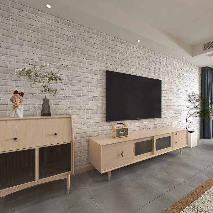 Cohoo Home White Brick Wallpaper Peel and Stick Contact Paper Faux 120”×18” | White Gray Brick Contact Paper for Walls Self Adhesive Removable Wall Covering for Kitchen, Bedroom, Fireplace & Backsplash - Image 8