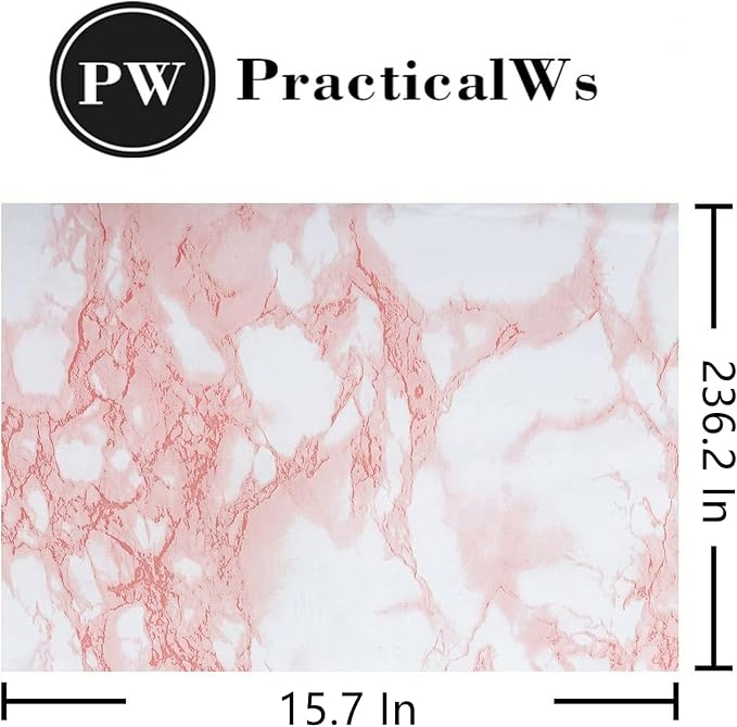 Marble Contact Paper Pink Peel and Stick Wallpaper for Kitchen Countertop | 15.7" x 236.2" Self-Adhesive Removable Decor Decals Decoration Textured Panel Table Cabinets Drawer Shelf Crafts Wall Paper - Image 6