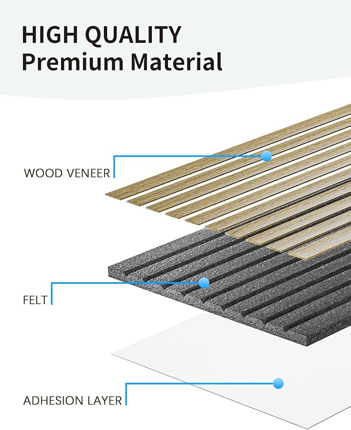 Peel and Stick Wall Panels Acoustic Wood Wall Panels Self Adhesive 3D Wall | For Interior Wall Decor 2 Packs 94.48 * 11.80in | 0.35" Depth | Ebony - Image 2