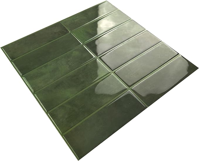 Select 5 Pack Peel and Stick Backsplash Square Tiles, 12x12 in, Green | Extra Thick 3D Wall Panels, Heat & Water Resistant, Easy DIY Kitchen, Bathroom, Laundry, Fireplace & Rental Home Wall Décor - Image 4