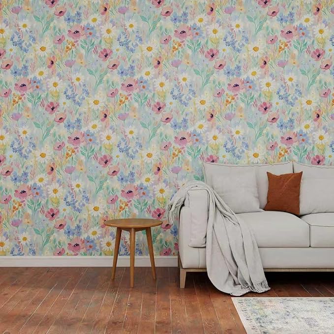 17.7" x 118" Floral Wallpaper Peel and Stick Vintage Floral Contact Paper Flower Wallpaper Boho Leaf Removable Self Adhesive Wall Paper for Cabinets Bedroom Wall Decorative - Image 2