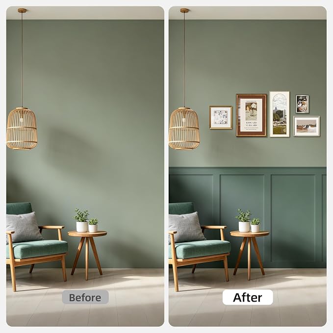 WADILE Premade Board and Batten Wall Panel Kit | Paintable PS Wall Moulding Kit, 24 Slats, 6 Decorative Edge Trims, Decorative Wall Panels, Living Room Bedroom Hallway - Image 4
