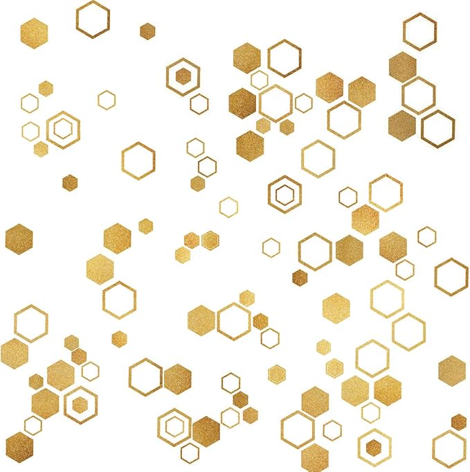 Honeycomb Wall Decals Hexagon Vinyl Wall Decal Golden Bee Art Decor Sticker | Honeycomb decor for walls, wall decal, gold removable vinyl arts mural, self adhesive wallpaper, for living room kids bedroom by Easma