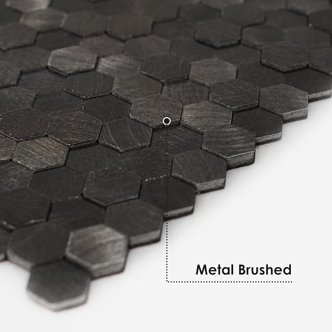 STICKGOO Peel and Stick Backsplash Tiles, Stick on Mosaic Self Adhesive Tiles, 3D Hexagon Backsplash for Kitchen Bathroom Fireplace Vanity (8PCS, Gunmetal Gray) - Image 6