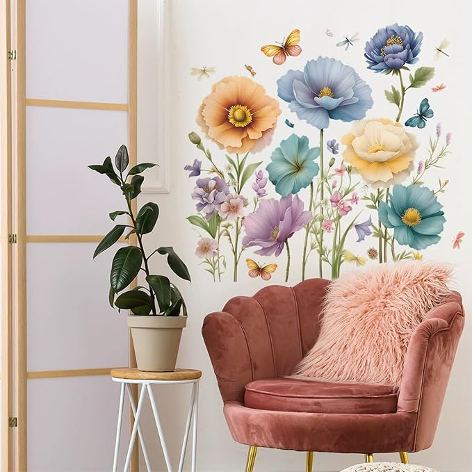 TUOKING Flowers Wall Stickers Decor,Removable Wall Murals | Peel and Stick Modern PVC Wall Art Decal Home Decor for Kitchen,Bedroom,Living Room - Image 6