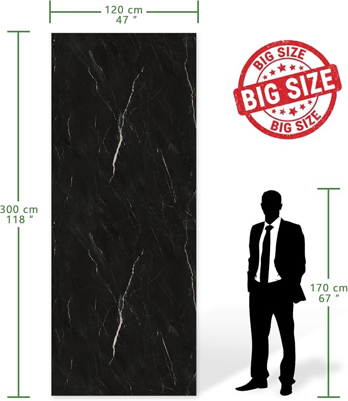 Marble Peel and Stick Waterproof Wall Paneling, 118" x 47" Black Marquina Glossy Finish Self-Adhesive Backsplash Tile Vinyl Wall Panel for Kitchen Bathroom Wall Decor, Covers 38.75 Sq. Ft. - Image 2