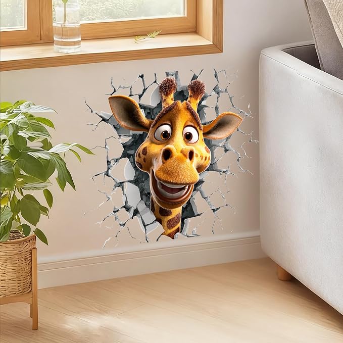 Giraffe Wall Decals Stickers, Funny Cartoon Animal Wall Art Peel and Stick, Removable Vinyl Wall Decor for Bedroom, Living Room, Office, Home Decoration - Image 8