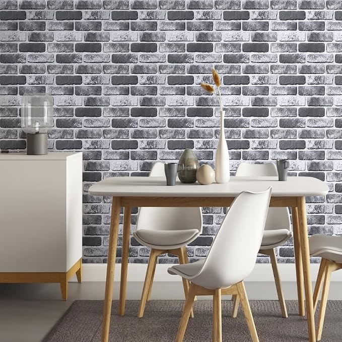 COMSTICKC 3D Faux Brick Wall Panels Peel and Stick, 10 Pcs 11.8" x 11.8" | Gray, Not Real Brick, Small Size, Thin PVC Brick Wall Sticker Covering Wallpaper for Quick Wall Upgrades, Cover 9.7 sq ft - Image 6