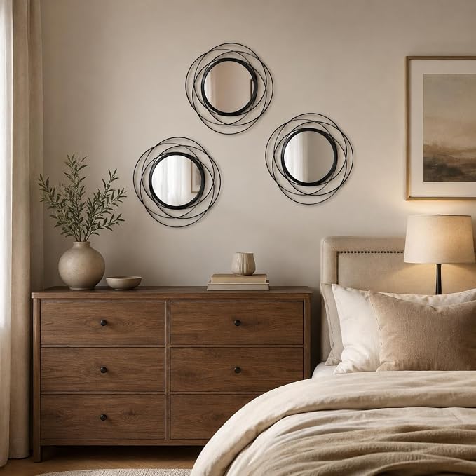 Black Sunburst Mirror 12x12 Inch, Metal Sun Wall Decor, Small Round Decorative Wall Mirror for Living Room, Bedroom, Entryway, Bathroom - Image 6