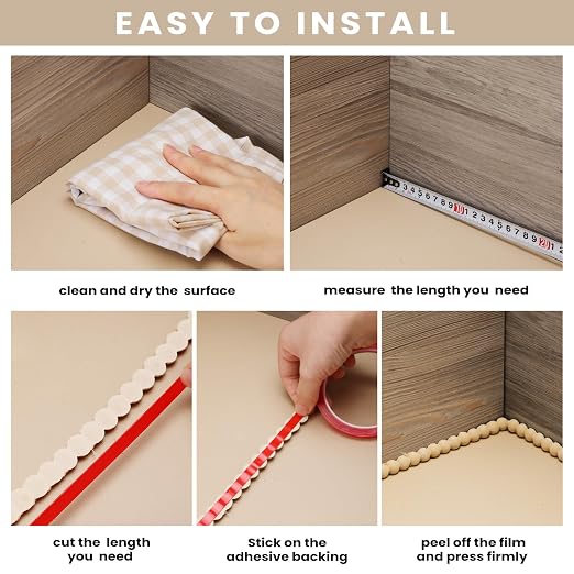 Leinuosen Flexible Bead Molding Trim Peel and Stick Wood 10ft /15 mm - Image 7