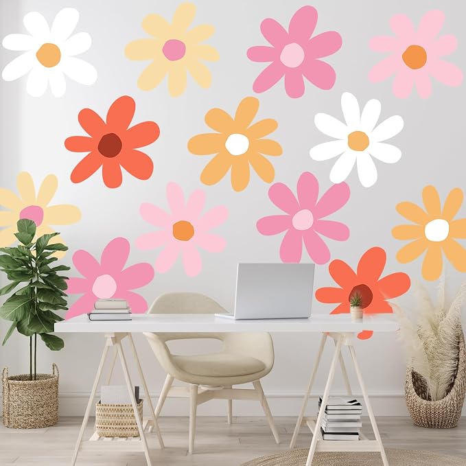 TaoBary 12 Sheet Daisy Wall Sticker Decal Removable Big Flower Sticker | Colorful Flower Wall Sticker, Large Floral Decal, Daisy Bedroom Room Decor, Peel and Stick, Nursery Home Wall Decor - Image 3